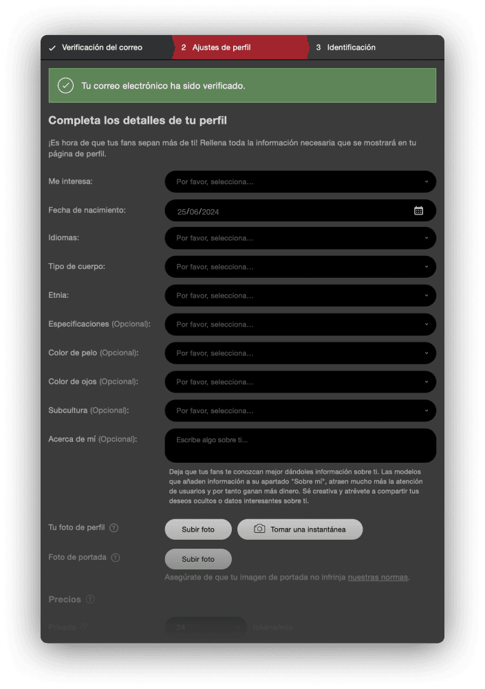 Configuración del perfil