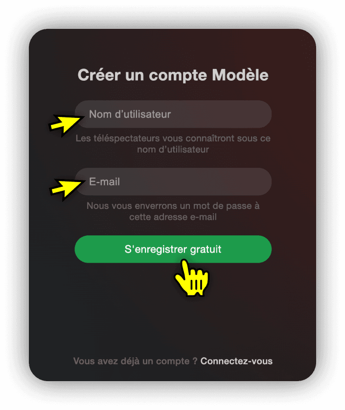 Saisissez vos informations de connexion