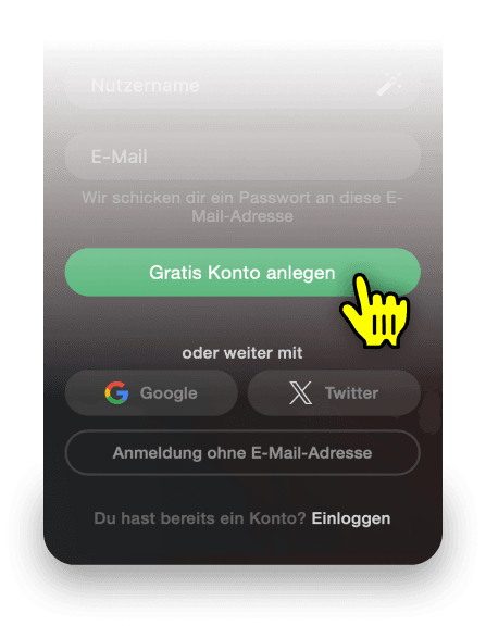 Weitere Registrierungsoptionen auf Stripchat