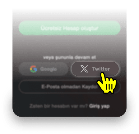 Twitter ile Kayıt Olma