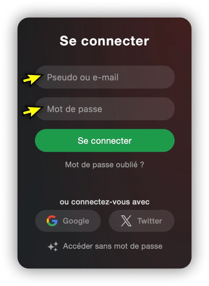 Saisissez vos informations de connexion