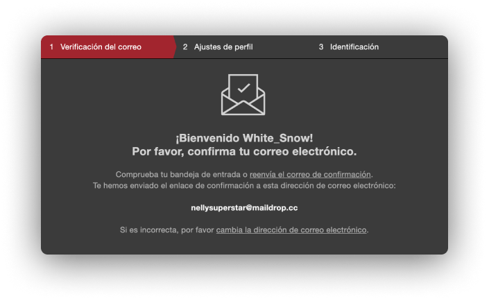 Verificación del correo electrónico