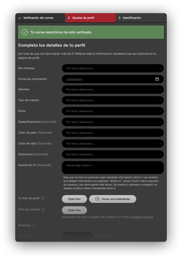 Configuración del perfil