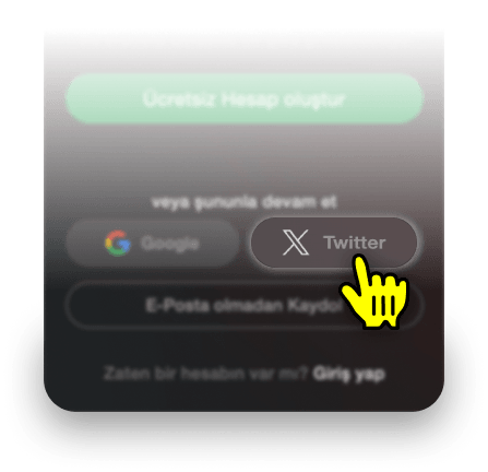Twitter ile Kayıt Olma